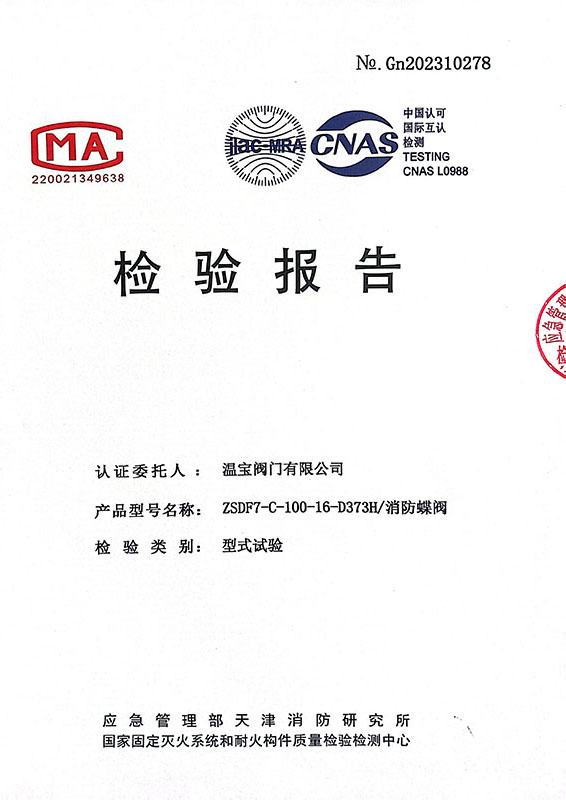 消防蝶阀检验汇报